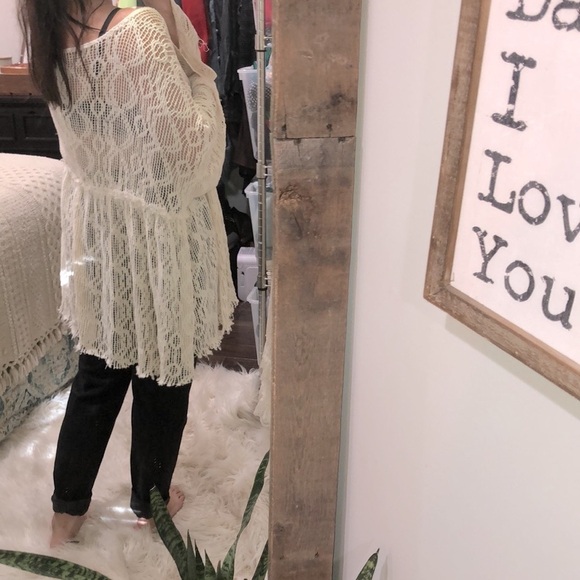 Free People boho crochet knit oversized top size xsmall/small - Picture 5 of 7